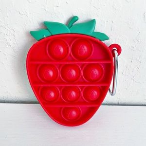 Super Sweet Strawberry Bubble Popper Fidget Toy with Carabiner for Backpack